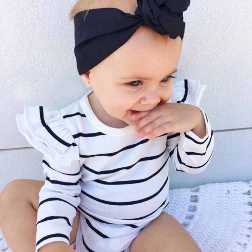 Infant Baby Long Sleeve Striped Bodysuit Autumn Winter Clothing Wear Newborn Kids Baby Girl Jumpsuit ChicTutu Clothes Outfit - ebowsos