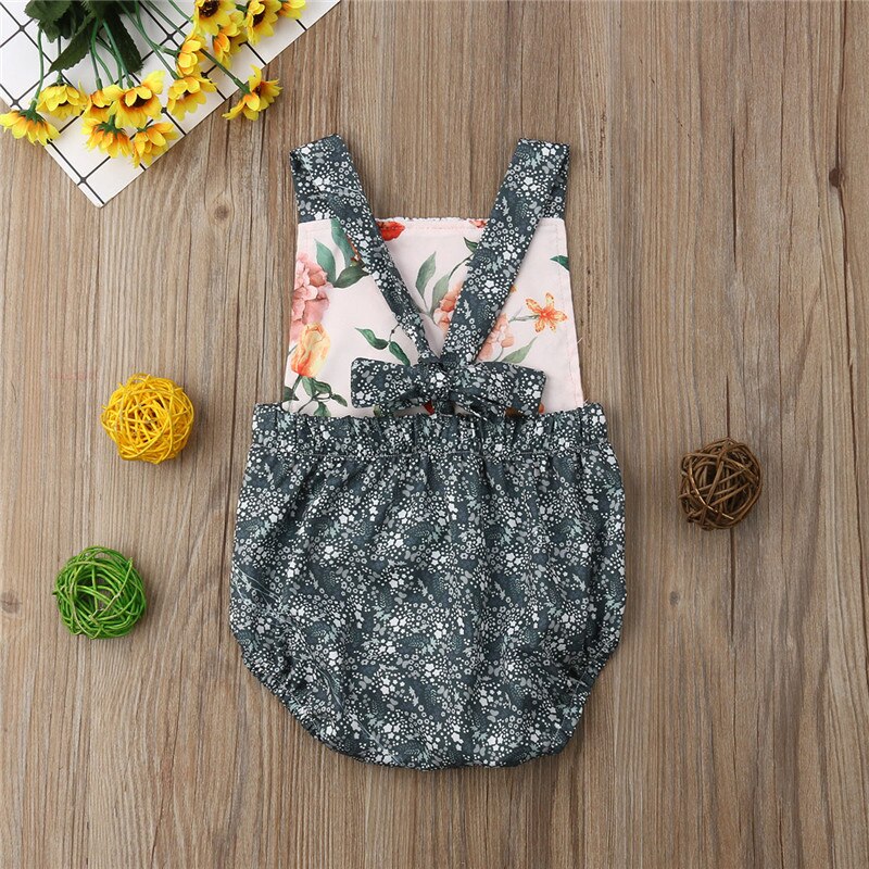 Infant Kid Baby Girl Lace Flower Sling Romper Jumpsuit Outfit Summer Clothes - ebowsos