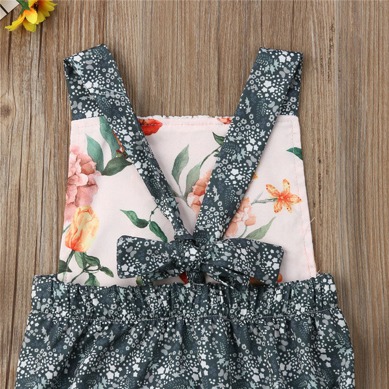 Infant Kid Baby Girl Lace Flower Sling Romper Jumpsuit Outfit Summer Clothes - ebowsos