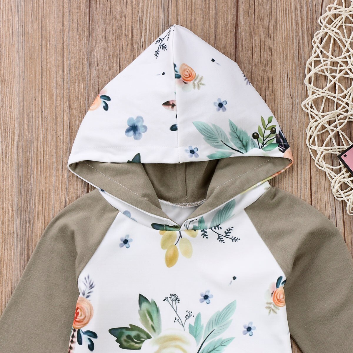 Infant Kids Baby Girl Boy Flower Floral Hooded Long Sleeve Cotton Top Pants 2Pcs Outfit Set Clothes - ebowsos