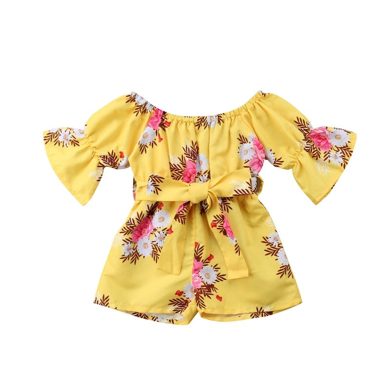 Infant Kids Baby Girl Clothing Floral Romper Jumpsuit Long Sleeve Floral Bow Cute Sunsuit Outfit Clothes Girls 6M-5T - ebowsos