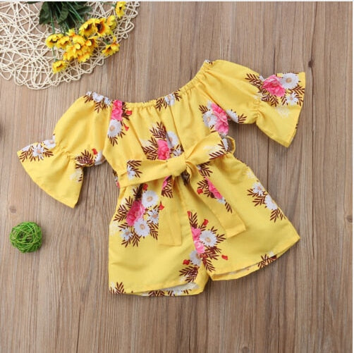 Infant Kids Baby Girl Clothing Floral Romper Jumpsuit Long Sleeve Floral Bow Cute Sunsuit Outfit Clothes Girls 6M-5T - ebowsos