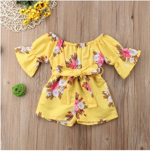 Infant Kids Baby Girl Clothing Floral Romper Jumpsuit Long Sleeve Floral Bow Cute Sunsuit Outfit Clothes Girls 6M-5T - ebowsos