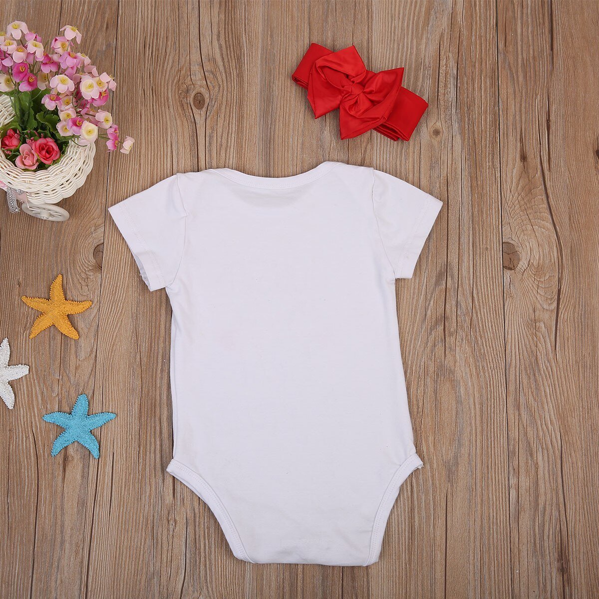 Infant Newborn Baby Girls Boy Bodysuit Jumpsuit Clothes Outfits  and  Heaband - ebowsos