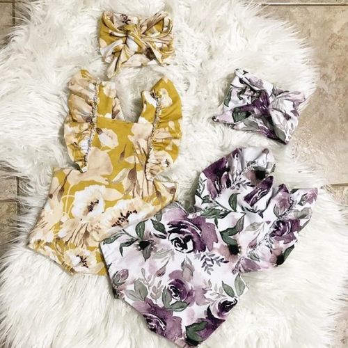 Infant Newborn Baby Girls Cotton Romper Sleeveless Floral Outfits Jumpsuit Sunsuit 0-24M - ebowsos