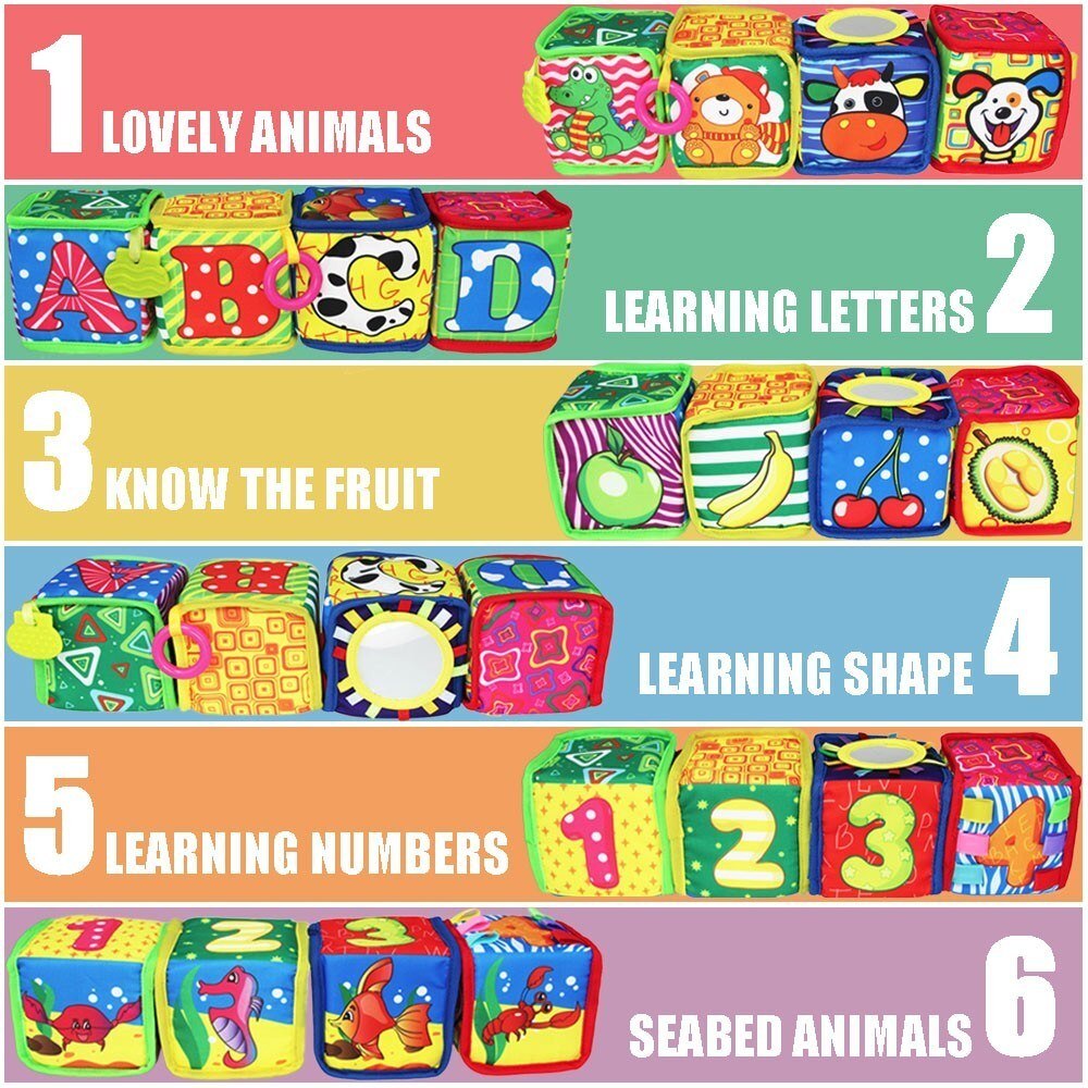 Infant Shower Books Non-Toxic Fabric Soft Cloth Animal Early Education Toy Clock Learning Education Toys-ebowsos