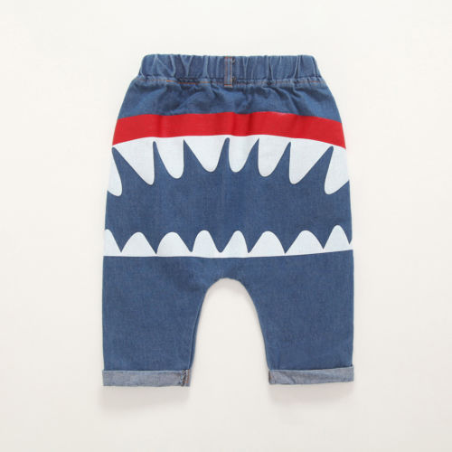 Infant Toddler Baby Boys Long Harem Jeans Pants Denim Shark Trouser Bottoms Cool - ebowsos