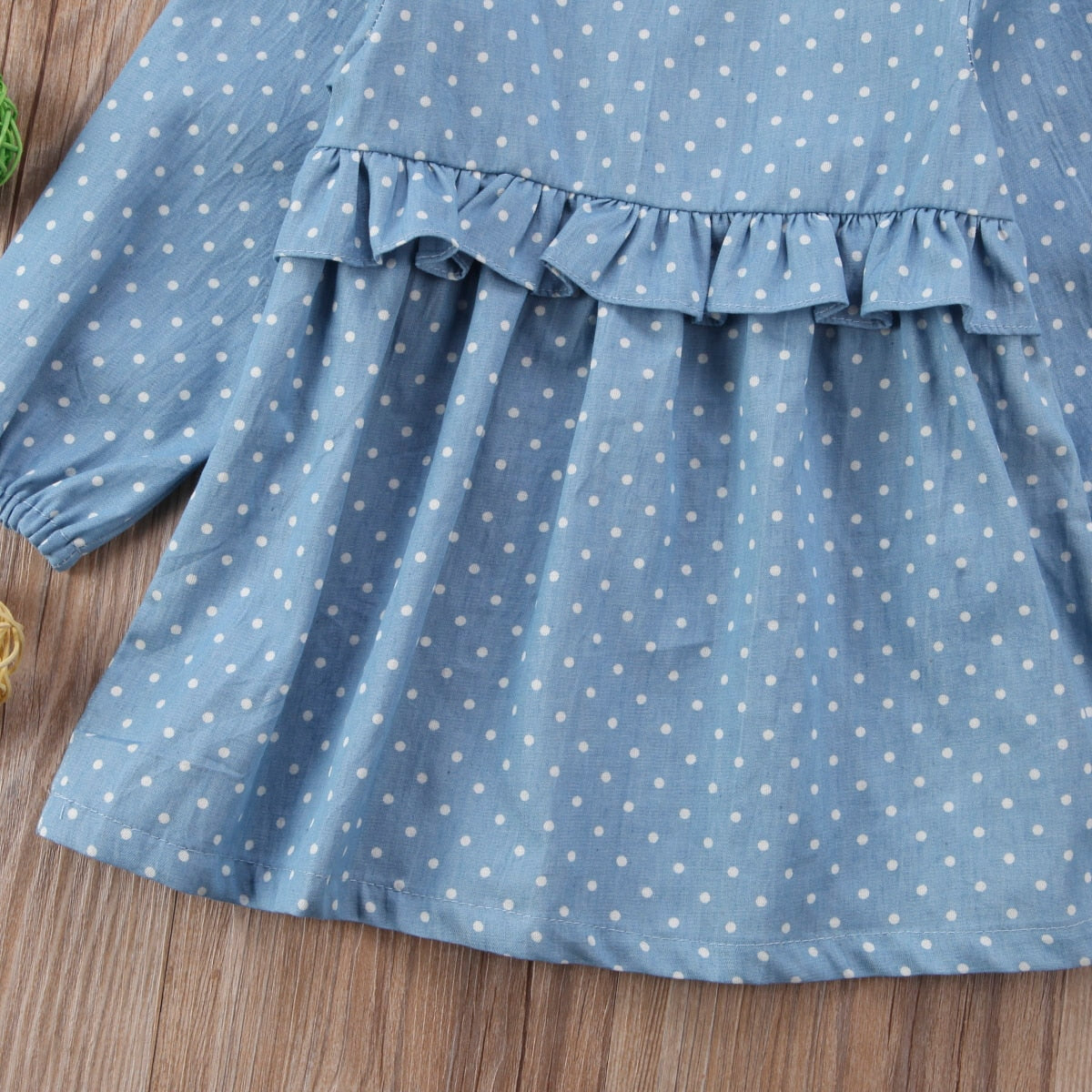 Infant Toddler Baby Girls Kids Denim Dress Princess Party Dot Tutu Tulle Dresses - ebowsos