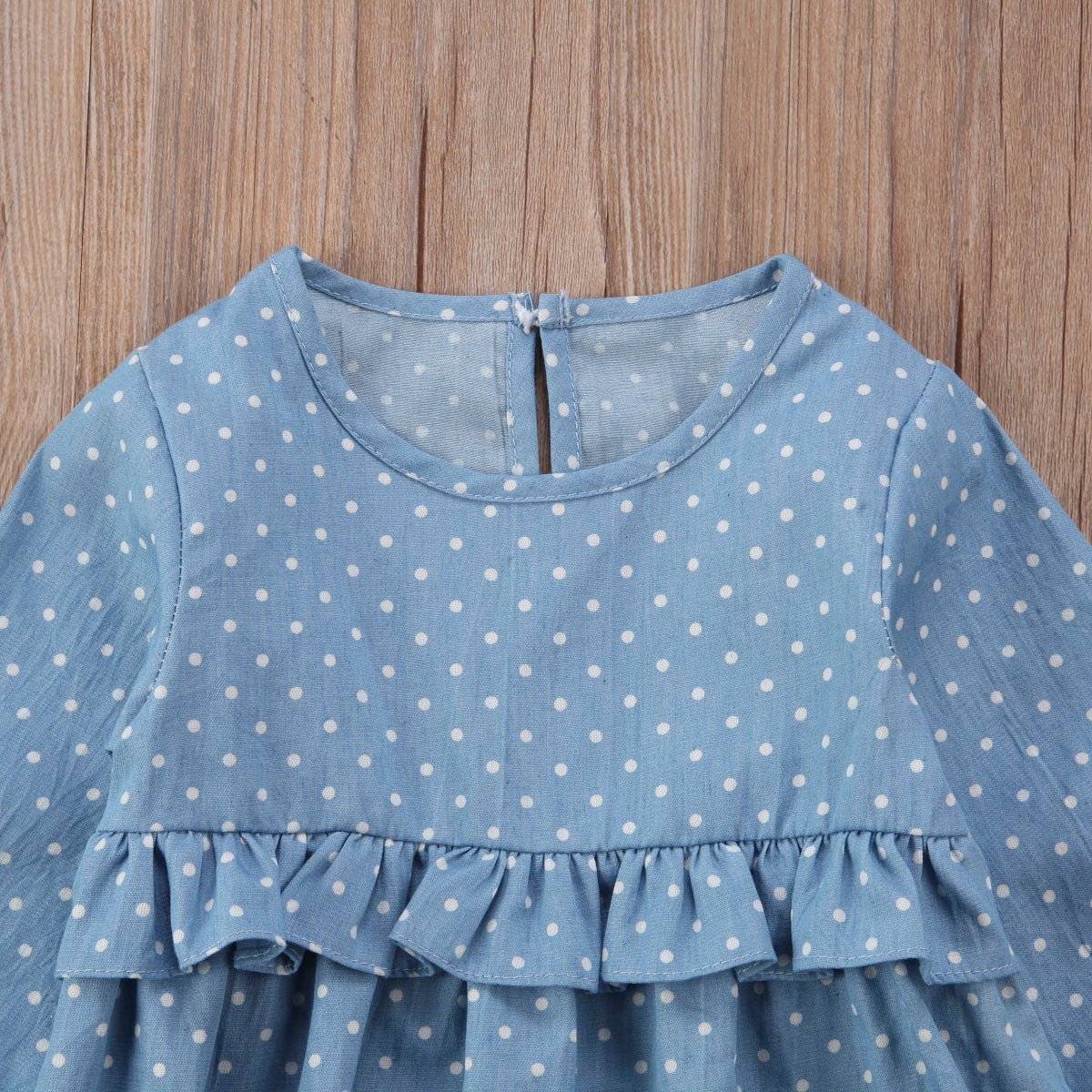 Infant Toddler Baby Girls Kids Denim Dress Princess Party Dot Tutu Tulle Dresses - ebowsos