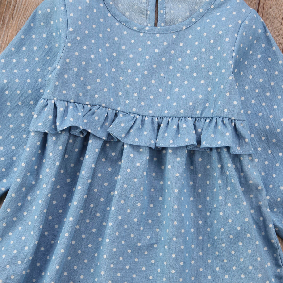 Infant Toddler Baby Girls Kids Denim Dress Princess Party Dot Tutu Tulle Dresses - ebowsos