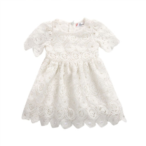 Infant Toddler Baby Girls White Lace Tutu Dress Floral Party Wedding Princess Dresses Easter Costumes for girls - ebowsos