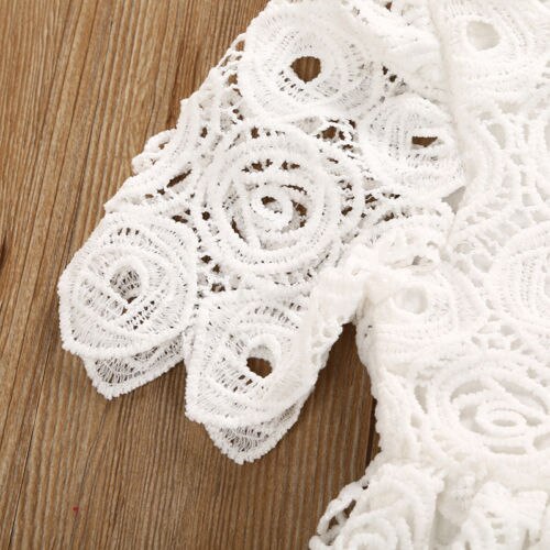 Infant Toddler Baby Girls White Lace Tutu Dress Floral Party Wedding Princess Dresses Easter Costumes for girls - ebowsos