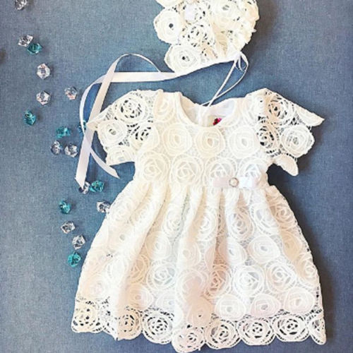 Infant Toddler Baby Girls White Lace Tutu Dress Floral Party Wedding Princess Dresses Easter Costumes for girls - ebowsos