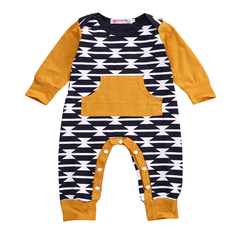 Irregular Pattern Children Clothing Baby Boys Harem Romper Long Sleeve One Piece Romper Outfit Clothes - ebowsos