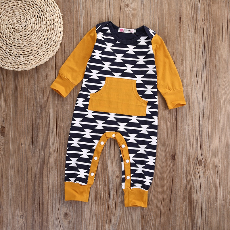 Irregular Pattern Children Clothing Baby Boys Harem Romper Long Sleeve One Piece Romper Outfit Clothes - ebowsos