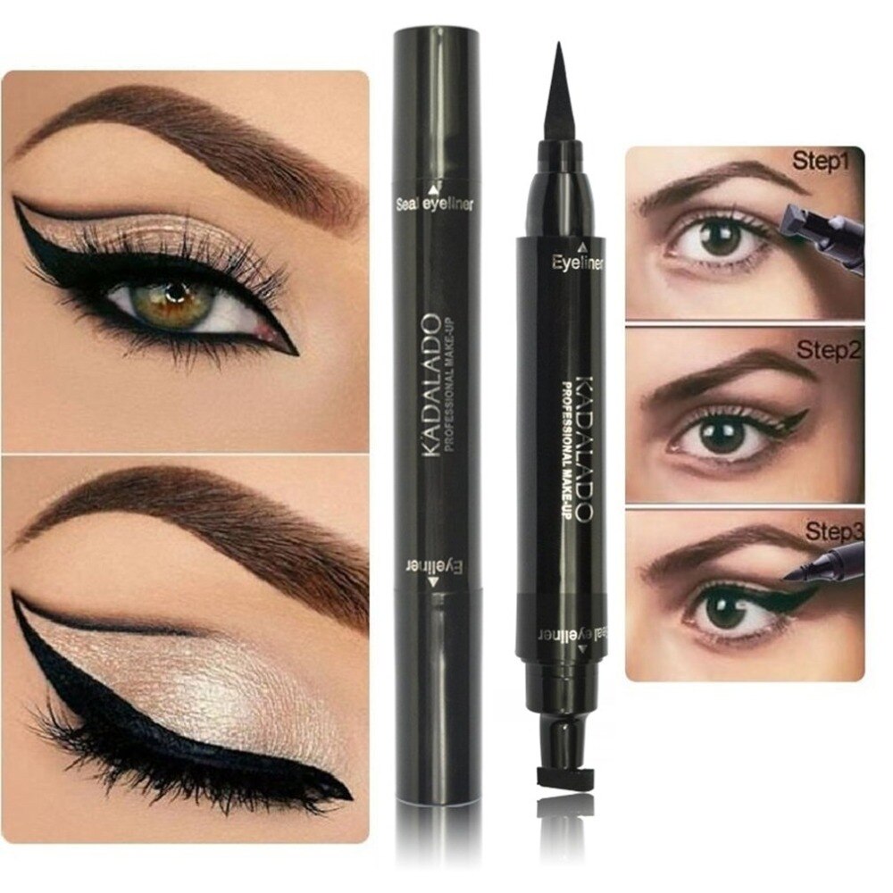 KADALADO Double Head Women Makeup Eyeliner Seal Eyeliner Stamp Pen Natural Long Lasting Cosmetic Makeup Tool - ebowsos