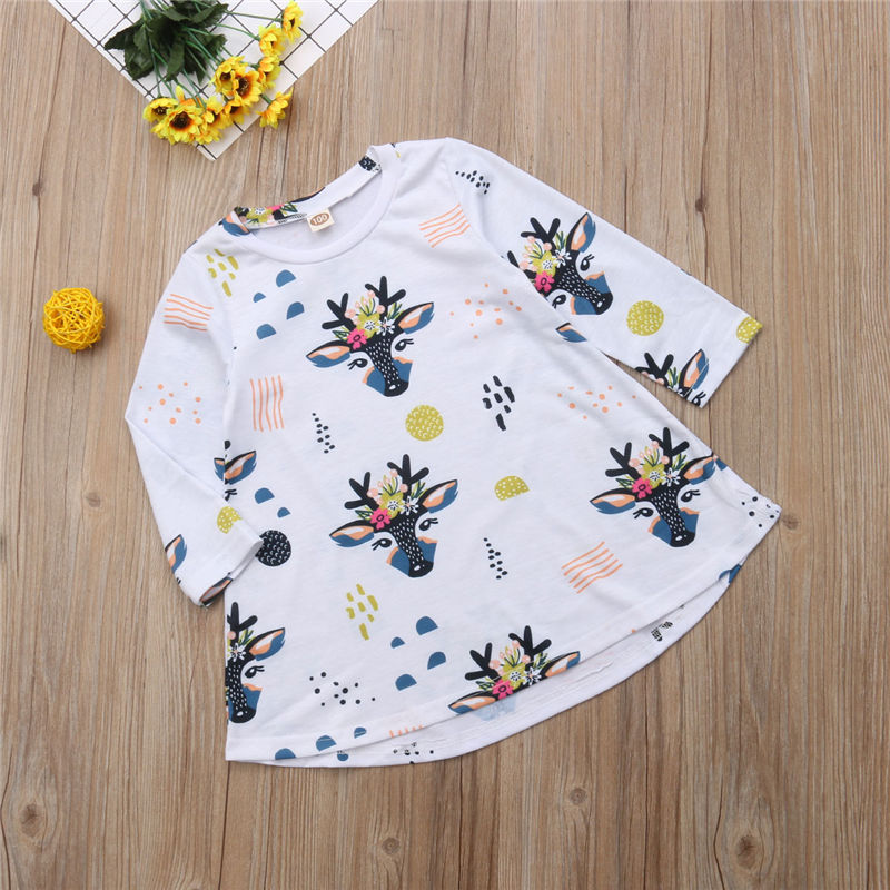 KIds Girl Cotton Long Sleeve Dress Cute Cotton Clothes Infant Kids Baby Girl Princess Dress Flower 1-5Y - ebowsos