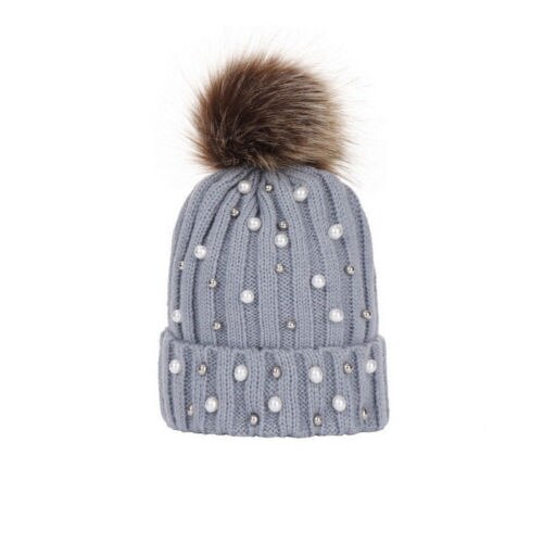 Kid Baby Boy Girl Winter Hats Warm Wool Cap Princess Bobble Pearl Knitting Ball Hat Casual Hats Kids Baby - ebowsos