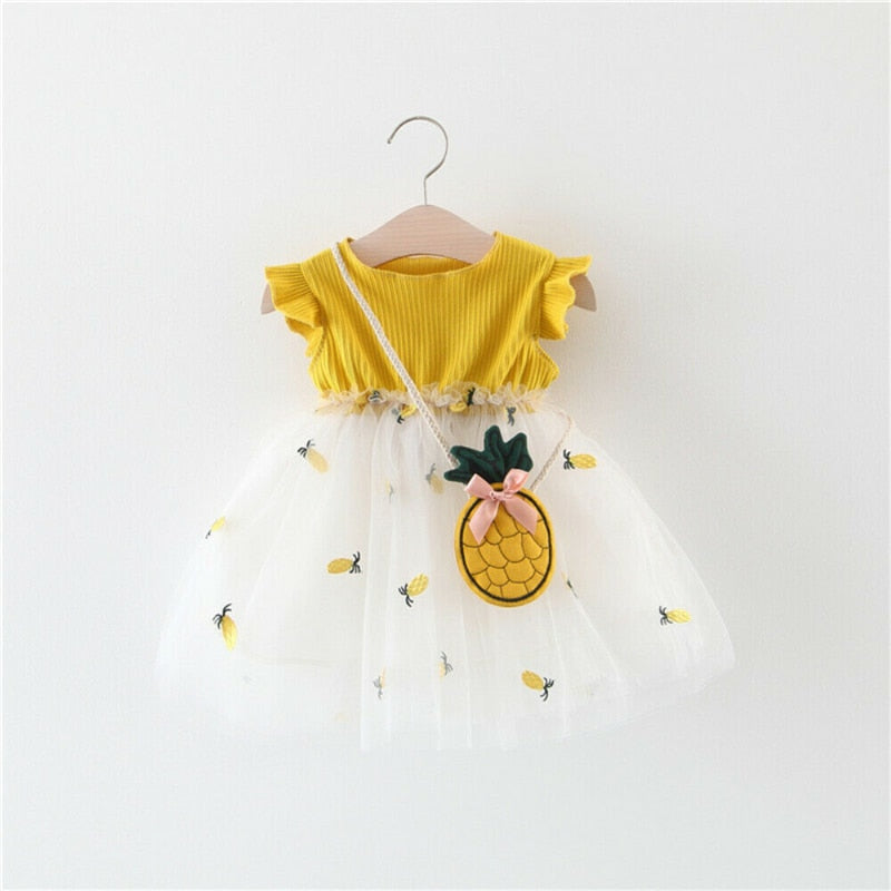 Kid Baby Girl Clothes Toddler Ruffle Tutu Dress Princess Party Dress Sundress Pineapple Bag - ebowsos