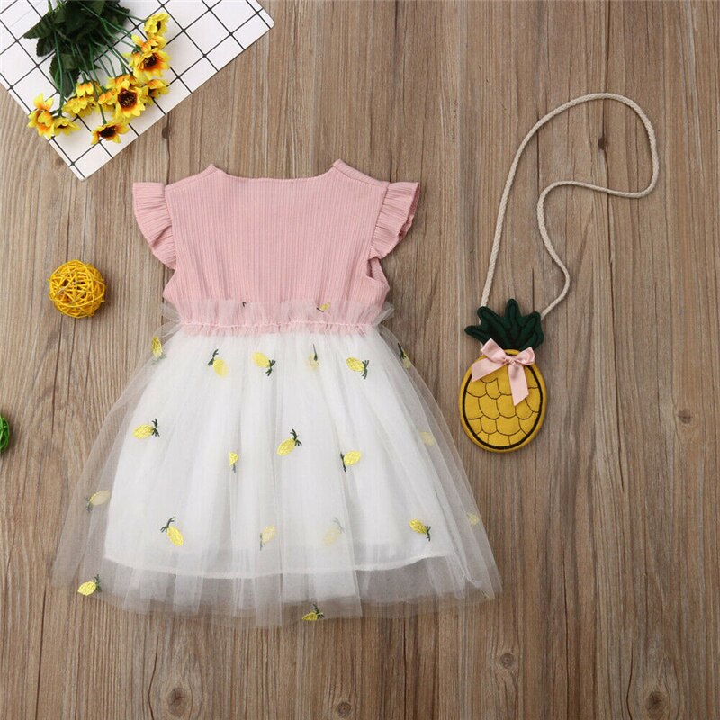 Kid Baby Girl Clothes Toddler Ruffle Tutu Dress Princess Party Dress Sundress Pineapple Bag - ebowsos