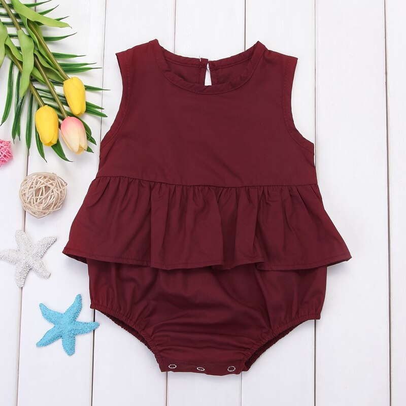 Kid Baby Girl Red Cotton Jumpsuit Bodysuit Outfits Clothes For Girls Summer Children Clothing - ebowsos