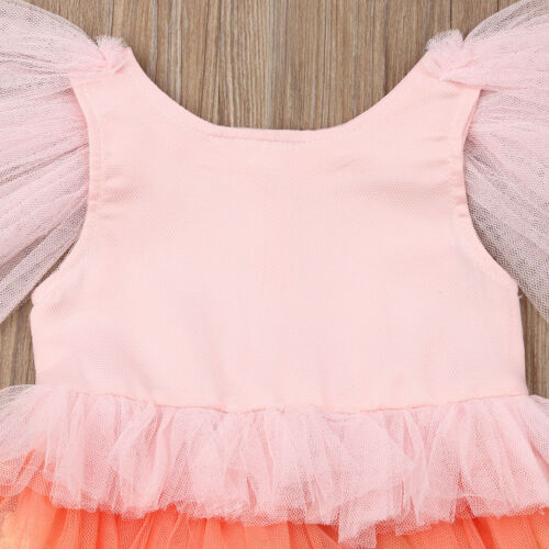 Kid Baby Girl Tulle Rainbow Party Pageant Princess Dresses Bridesmaid Gown Dress Costume - ebowsos