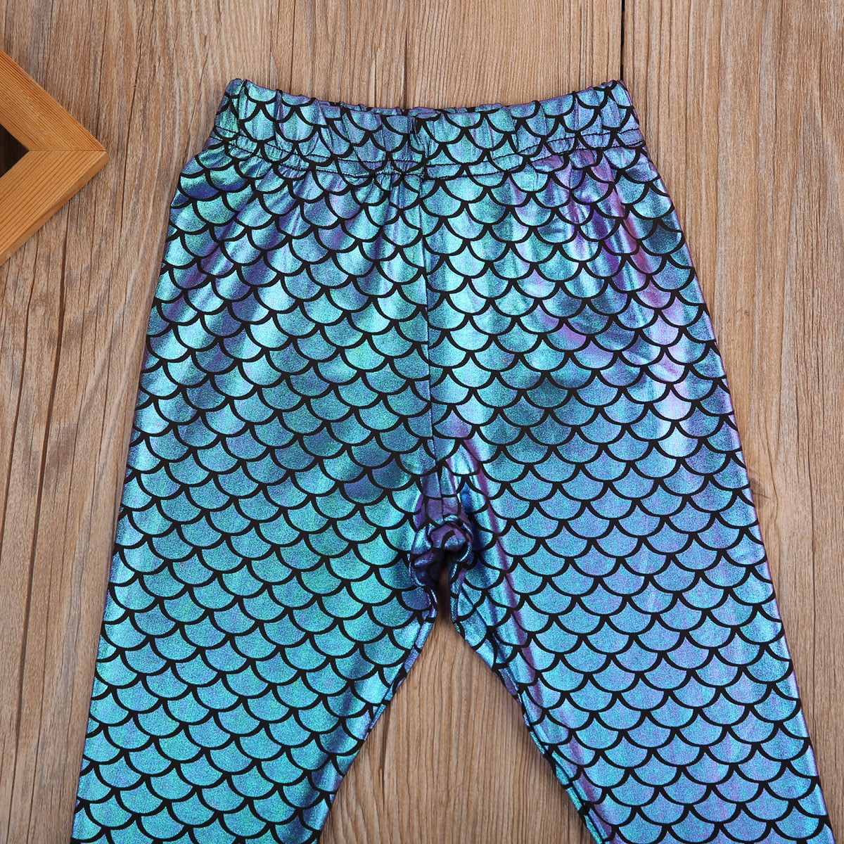 Kid Girl Skinny Mermaid Shiny Fish Scale Leggings Stretchy Pants Pencil Trousers - ebowsos