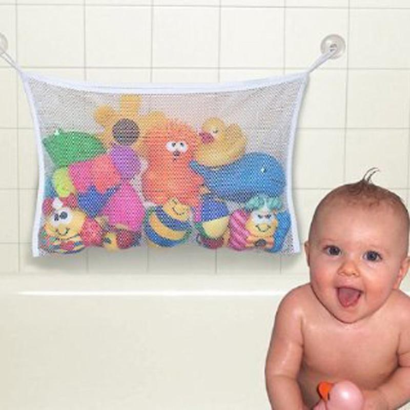 Kids Baby Bath Toys Tidy Storage Suction Cup Bag Baby Mesh Bag Organizer Useful Storage Bags - ebowsos