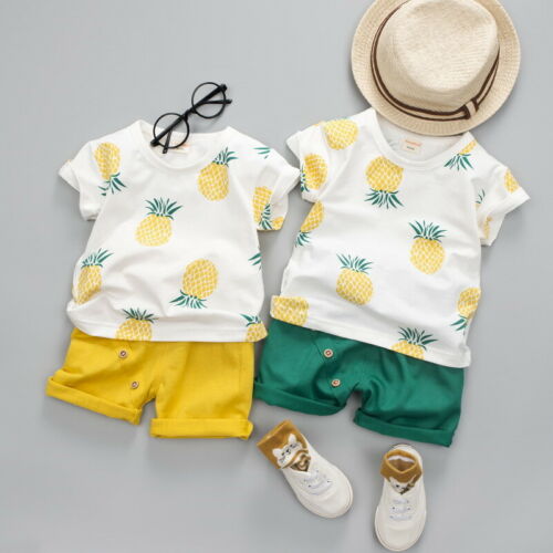 Kids Baby Boy Short Sleeve Cotton T-shirt Tops Hot Pant Shorts Bottom 2PCS Boys Clothing Set - ebowsos