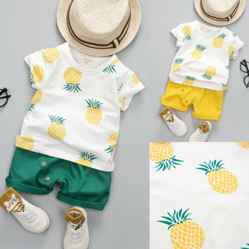 Kids Baby Boy Short Sleeve Cotton T-shirt Tops Hot Pant Shorts Bottom 2PCS Boys Clothing Set - ebowsos