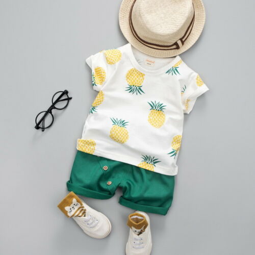 Kids Baby Boy Short Sleeve Cotton T-shirt Tops Hot Pant Shorts Bottom 2PCS Boys Clothing Set - ebowsos