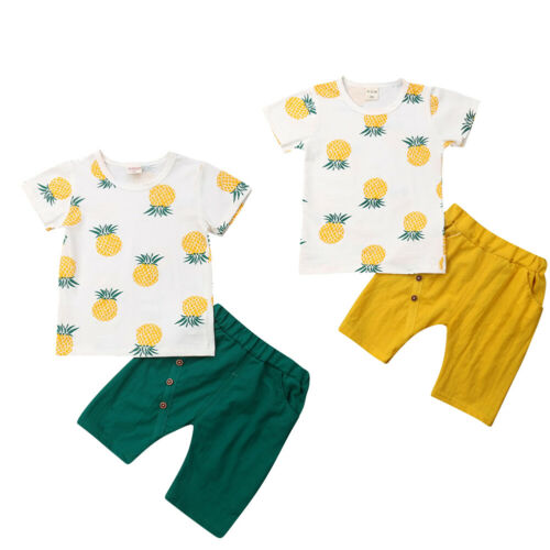 Kids Baby Boy Short Sleeve Cotton T-shirt Tops Hot Pant Shorts Bottom 2PCS Boys Clothing Set - ebowsos