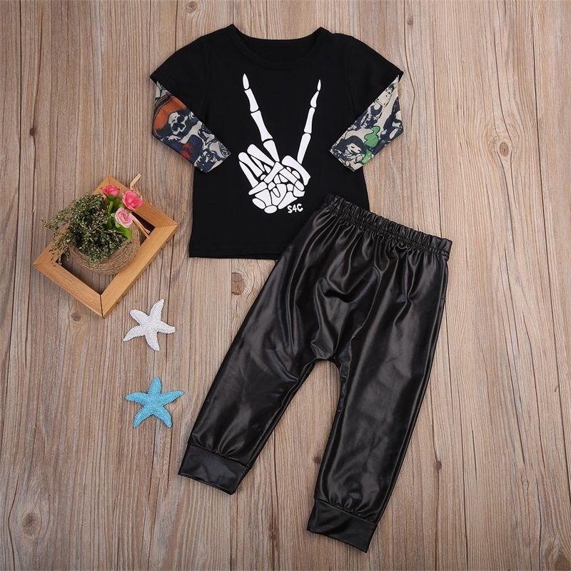 Kids Baby Boy Summer Long Sleeve Clothes T-shirt O-neck Tops+Long Pants 2pcs Outfits Set 0-24M - ebowsos