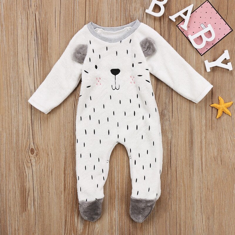 Kids Baby Boys Girl Winter Clothes Hairy Cartoon Long Sleeve Romper Children Clothing Jumpsuit Clothes - ebowsos