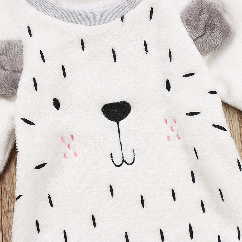 Kids Baby Boys Girl Winter Clothes Hairy Cartoon Long Sleeve Romper Children Clothing Jumpsuit Clothes - ebowsos