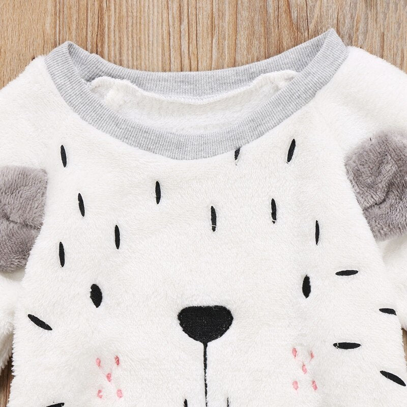 Kids Baby Boys Girl Winter Clothes Hairy Cartoon Long Sleeve Romper Children Clothing Jumpsuit Clothes - ebowsos