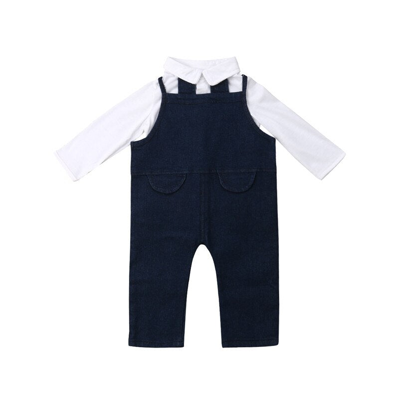 Kids Baby Boys Toddler Gentleman Suit Jumpsuit Bodysuit+Baby T Shirts Clothes Outfit - ebowsos