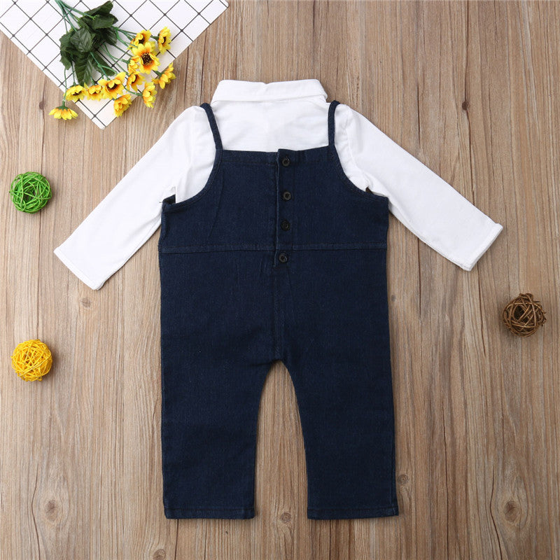 Kids Baby Boys Toddler Gentleman Suit Jumpsuit Bodysuit+Baby T Shirts Clothes Outfit - ebowsos