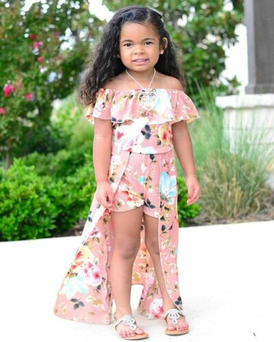 Kids Baby Girl Clothes Flower Collar Ruffle Romper Jumpsuit Dress Sundress - ebowsos