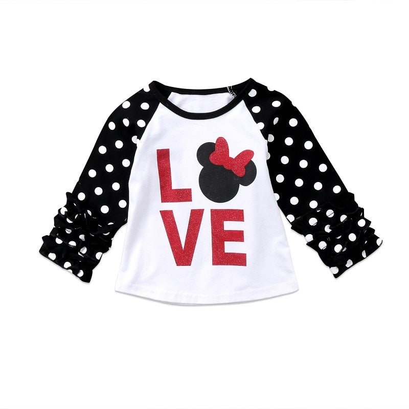 Kids Baby Girl Long Sleeve T-Shirt For mouse pattern Autumn Christmas Cotton Tops Clothes Blouse 1-6Y - ebowsos