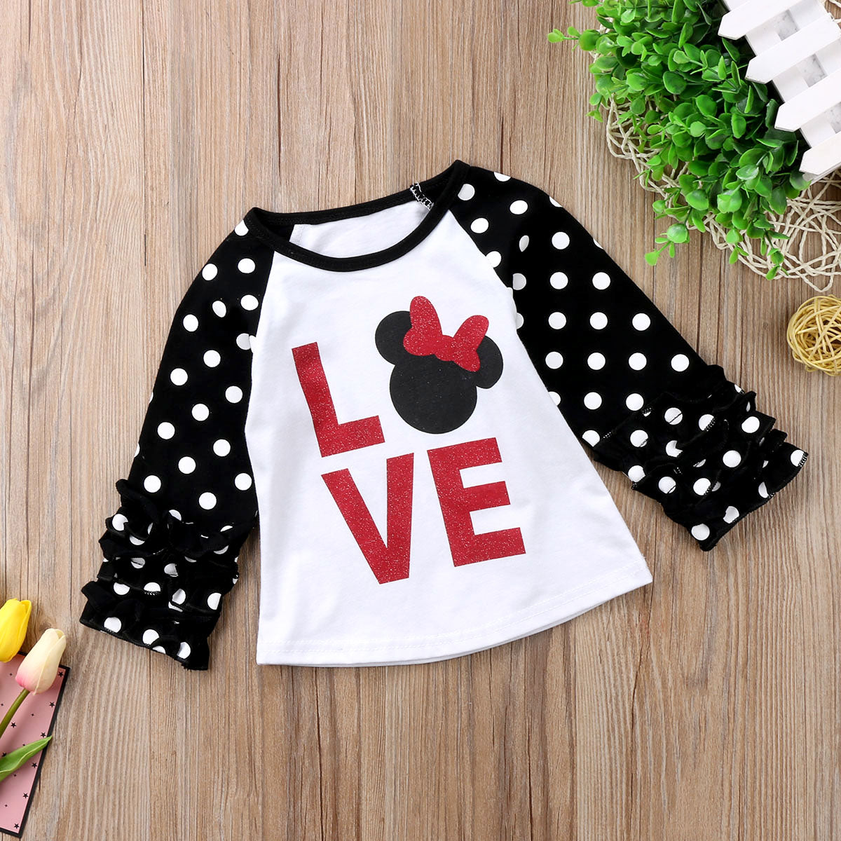 Kids Baby Girl Long Sleeve T-Shirt For mouse pattern Autumn Christmas Cotton Tops Clothes Blouse 1-6Y - ebowsos