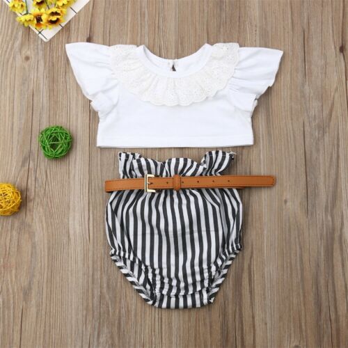 Kids Baby Girl Summer Tops T-shirt Shorts Pants Clothes Outfits - ebowsos