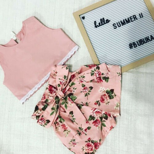 Kids Baby Girl Tassel Summer Fashion Clothes Sleeveless Vest Tops Floral Shorts Pants Outfits Sunsuit - ebowsos