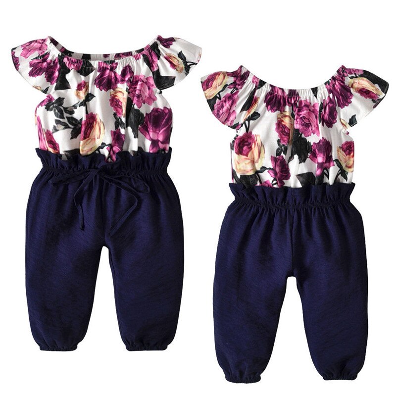 Kids Baby Girl Toddler Floral Romper Short Sleeve Infant Jumpsuit Playsuit Summer Kids Clothes - ebowsos