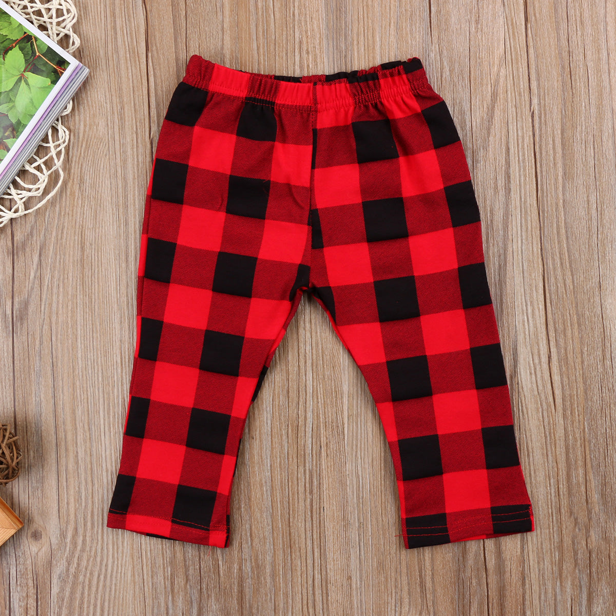 Kids Baby Girls Boys Plaid Cotton Long Pants Leggings Checks Bottoms Fashion Clothes Red - ebowsos