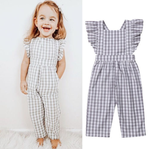 Kids Baby Girls Clothes Knitted Overalls Strap Rompers Jumpsuit Outfits Sleeveless - ebowsos