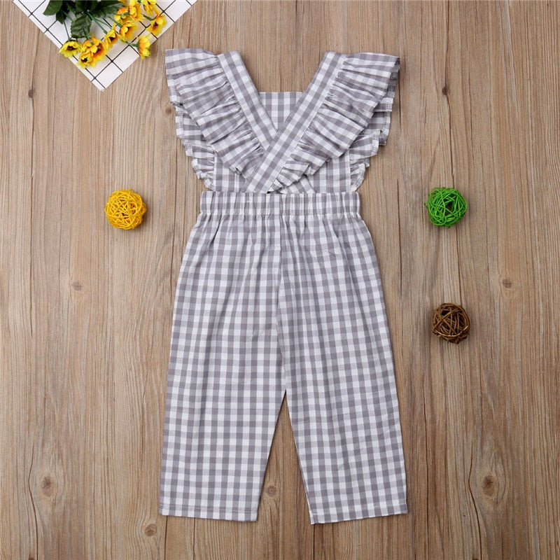 Kids Baby Girls Clothes Knitted Overalls Strap Rompers Jumpsuit Outfits Sleeveless - ebowsos