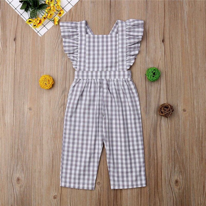 Kids Baby Girls Clothes Knitted Overalls Strap Rompers Jumpsuit Outfits Sleeveless - ebowsos