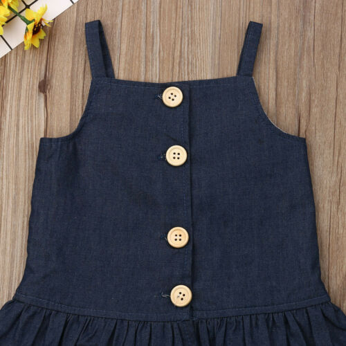 Kids Baby Girls Denim Sleeveless Tops Vest Dress+Shorts Outfits Clothes Set 2Pcs - ebowsos