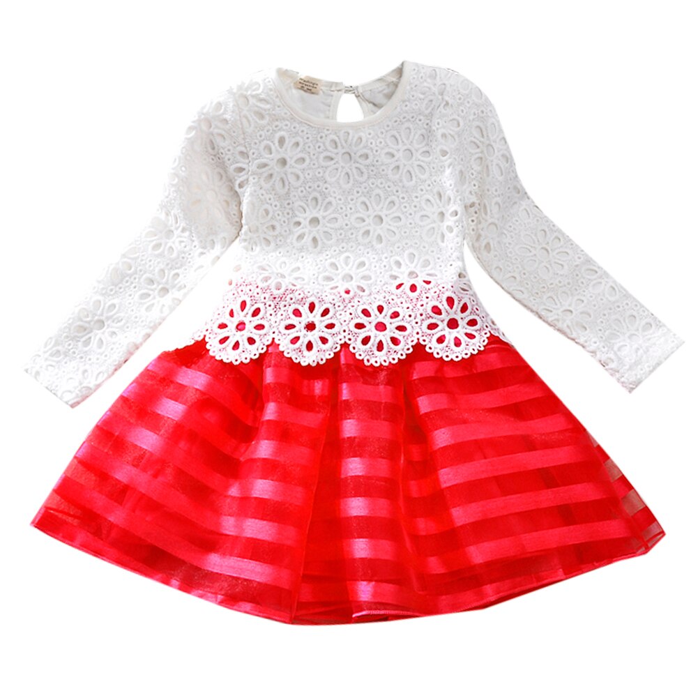 Kids Baby Girls Dress Long Sleeve Lace Crochet Princess Party Tulle Tutu Dresses - ebowsos